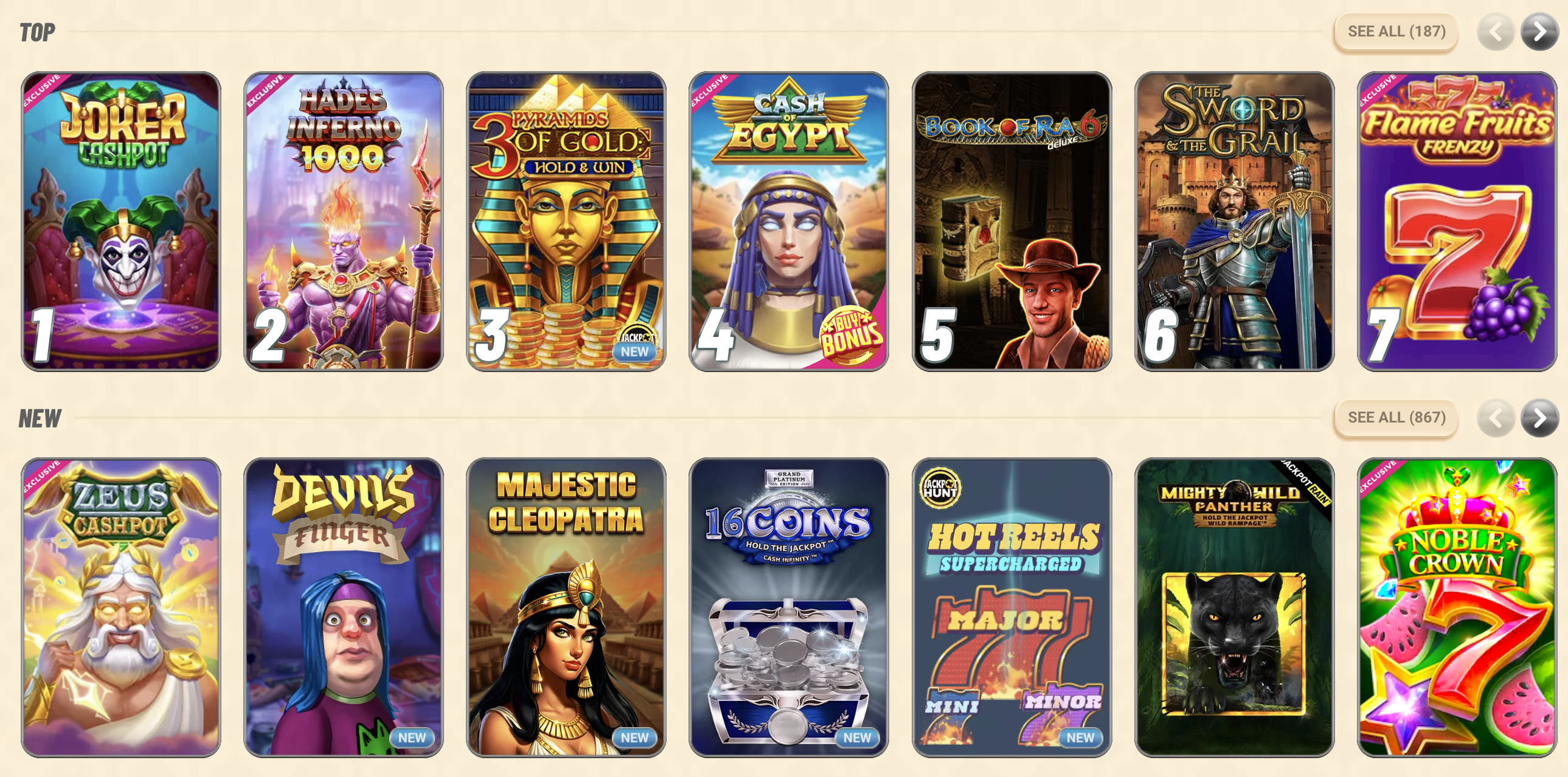 Vegasino games